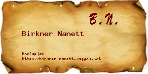 Birkner Nanett névjegykártya